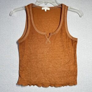 Ultra Flirt Tank Top Juniors Medium Brown Ribbed Scoop Neck Lettuce Hem